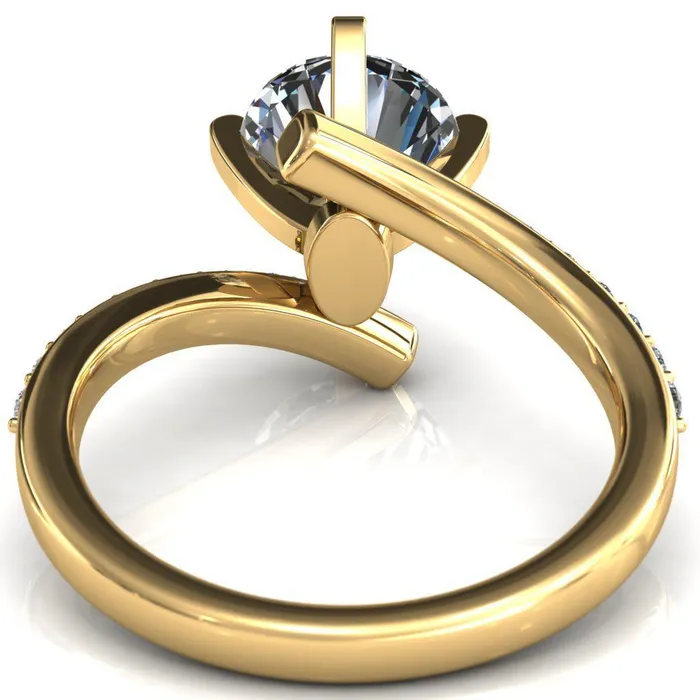 Orianna Round Center Stone 4 Prong 12 Eternity Bypass Shank Engagement Ring Fire Brilliance Rings