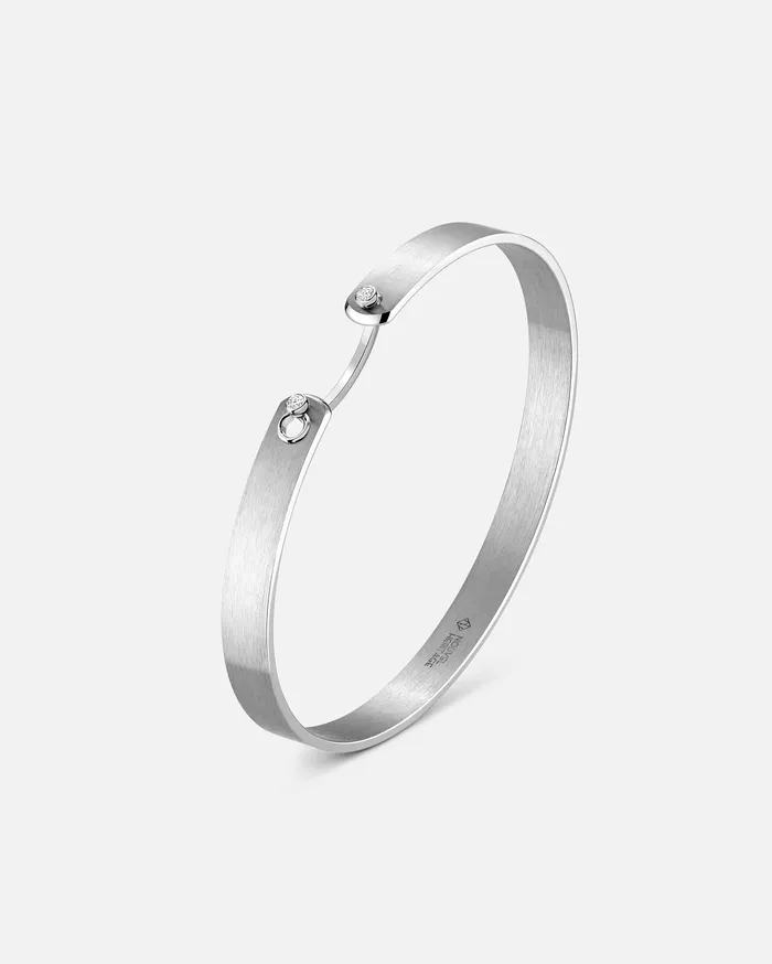Paris From The Sky GM Mood Bangle in White Gold Mood Bracelets