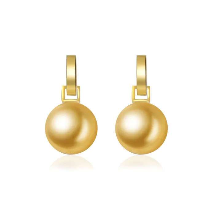 Pearly Lustre Earrings 18k Solid Gold South Sea Golden Pearl Earrings KE00076 Pearly Lustre Earrings 18k Solid Gold South Sea Golden Pearl Earrings KE00076
