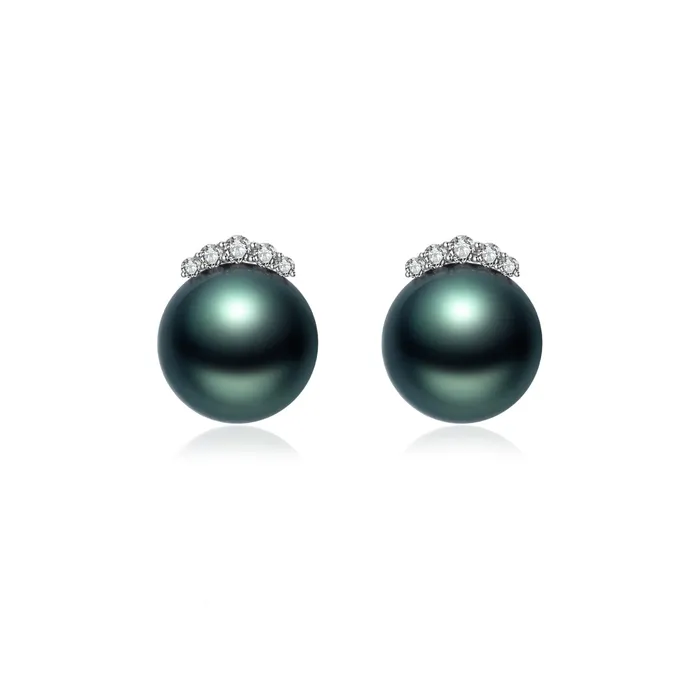 Pearly Lustre Earrings 18K Solid Gold Tahitian Pearl Earrings KE00129