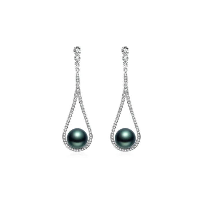 Pearly Lustre Earrings Elegant Tahitian Saltwater Pearl Earrings WE00391