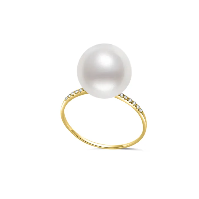 Pearly Lustre Rings Top Grade 18K Gold Edison Pearl Ring KR00097