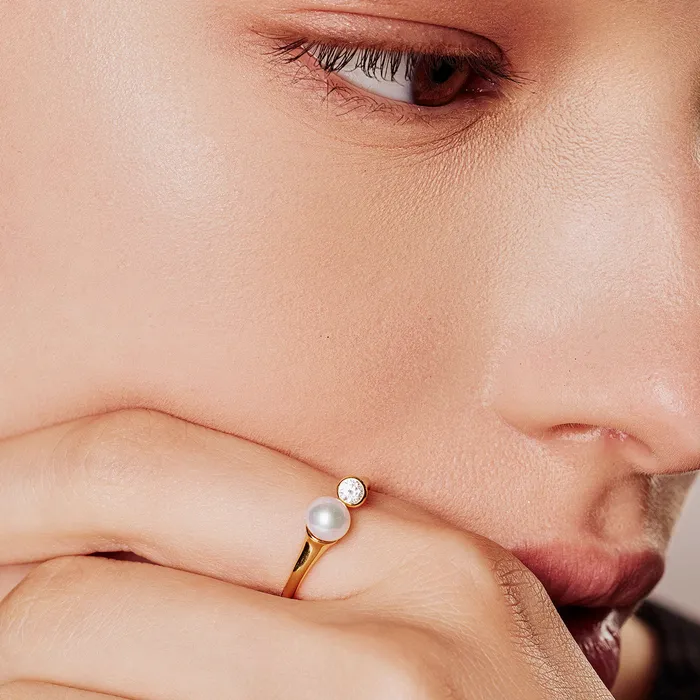 Pearly Lustre Rings Top Grade Freshwater Pearl Ring WR00305 BUBBLE