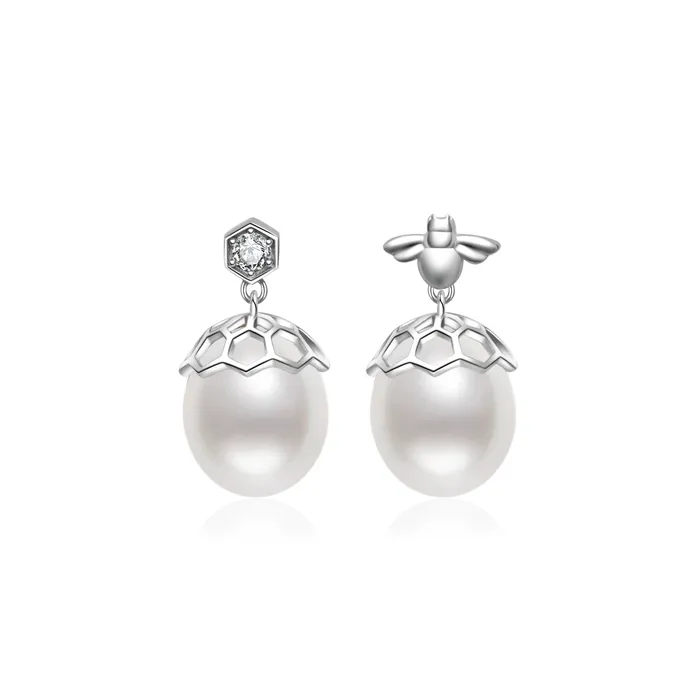 Pearly Lustre Top Grade Drop Shape Pearl Earrings WE00885 Beelieve Earrings