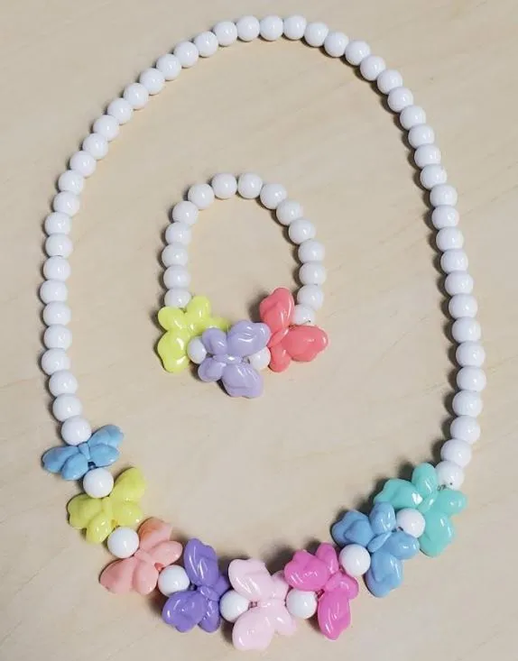 POLLY Bracelets L308 Colorful Butterfly Bead Necklace Bracelet Set