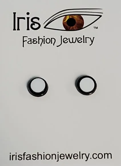 POLLY Earrings E1293 Black White Circle Magnetic Earrings