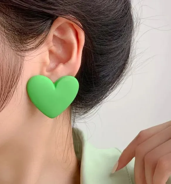 POLLY Earrings E1826 Green Heart Earrings
