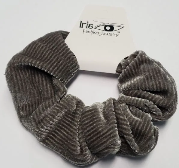 POLLY Earrings H491 Gray Corduroy Hair Scrunchie