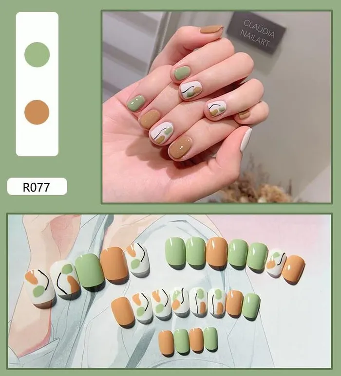 Polly Earrings NS599 Short Square Press On Nails 24 Pieces R077