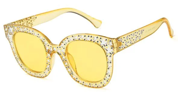 POLLY Earrings S118 Yellow Hollywood Star Sunglasses