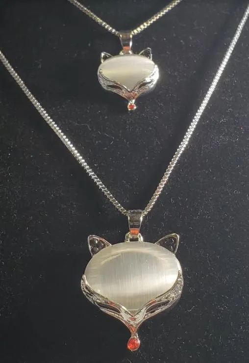 polly Necklaces N1578 Silver Moonstone Fox Necklace with FREE Earrings