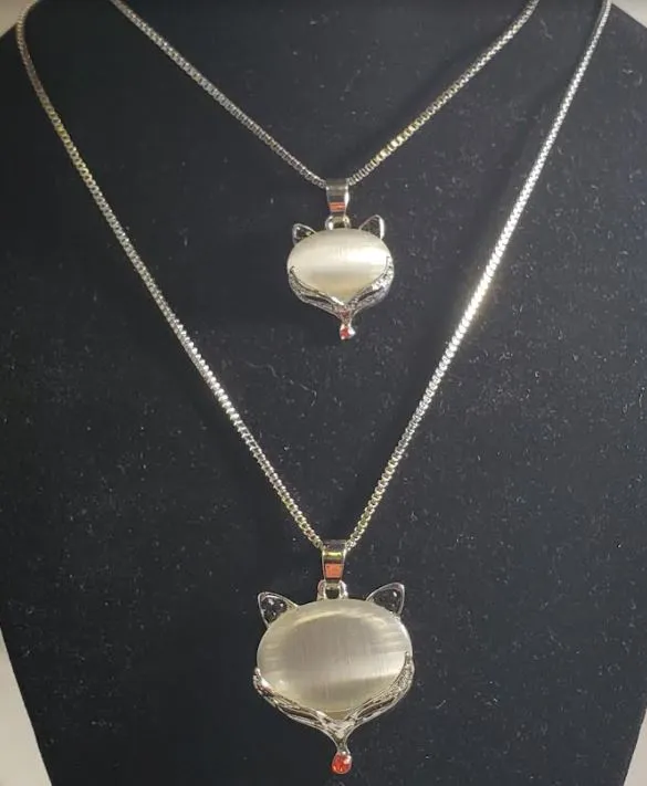 polly Necklaces N1578 Silver Moonstone Fox Necklace with FREE Earrings