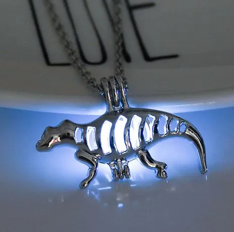 POLLY Necklaces N1692 Silver Glow in the Dark Dinosaur Necklace with FREE EARRINGS POLLY Necklaces N1692 Silver Glow in the Dark Dinosaur Necklace with FREE EARRINGS