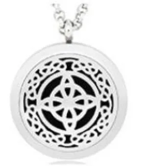 polly Necklaces N836 Silver Celtic Design Essential Oil Necklace with FREE Earrings PLUS 5 Different Color Pads