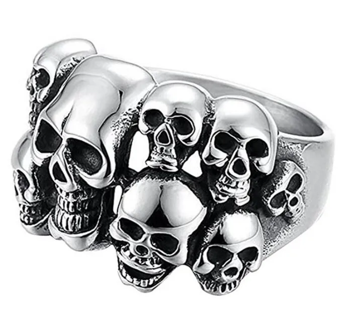 polly Rings AR56 Silver Skulls Adjustable Ring