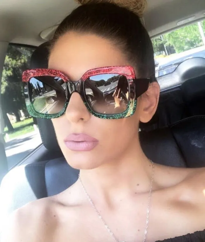 POLLY Rings S11 RedBlackGreen Sparkle Design Sunglasses