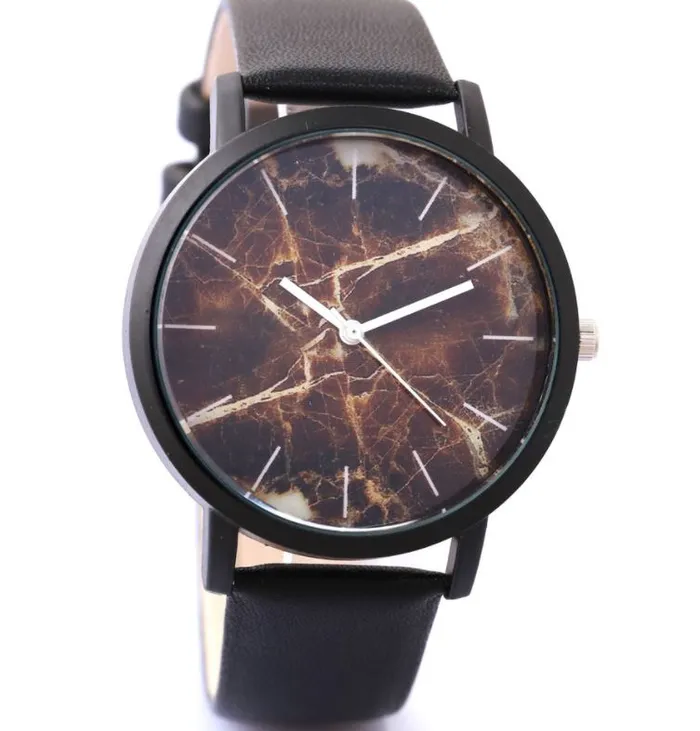 POLLY Rings W429 Black Band Brown Crackle Collection Quartz Watch