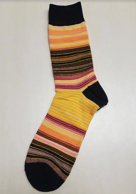 POLLY SF1203 Orange Yellow Pink Stripe Socks Earrings