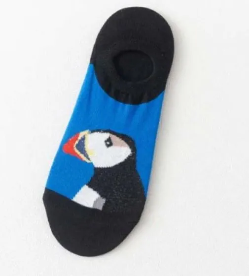 POLLY SF1248 Blue Black Bird Low Cut Socks Rings