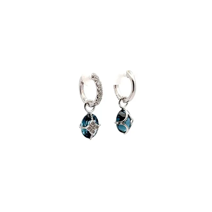 PreOwned Jude Frances Blue Topaz Diamond Lisse Earrings Jude Frances Earrings