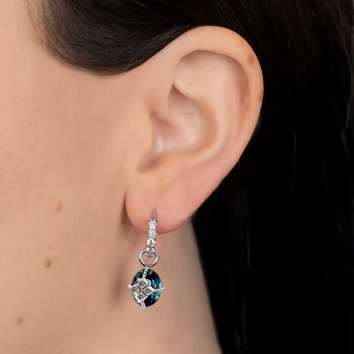 PreOwned Jude Frances Blue Topaz Diamond Lisse Earrings Jude Frances Earrings