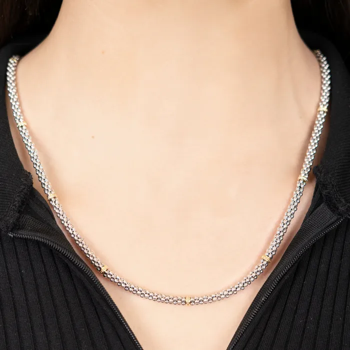 PreOwned Lagos TwoTone Caviar Bead Necklace Lagos Necklaces
