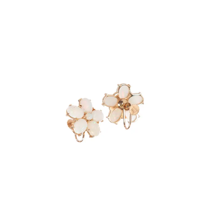 PreOwned Tiffany Co Opal ClipOn Flower Earrings Tiffany Co Earrings