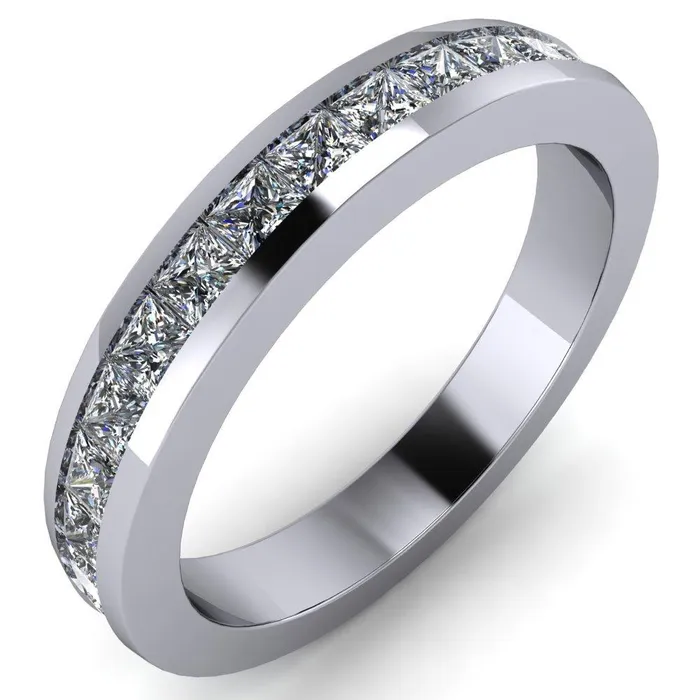 Prestine Diamond Full Eternity Square Cut Channel Set Classic Wedding Band Fire Brilliance Rings Prestine Diamond Full Eternity Square Cut Channel Set Classic Wedding Band Fire Brilliance Rings