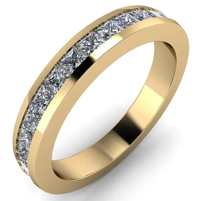 Prestine Diamond Full Eternity Square Cut Channel Set Classic Wedding Band Fire Brilliance Rings