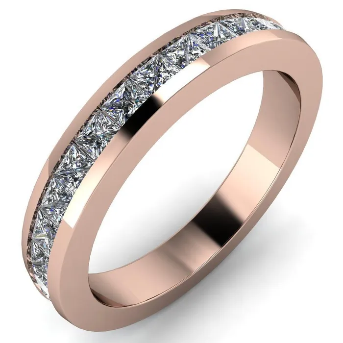 Prestine Diamond Full Eternity Square Cut Channel Set Classic Wedding Band Fire Brilliance Rings