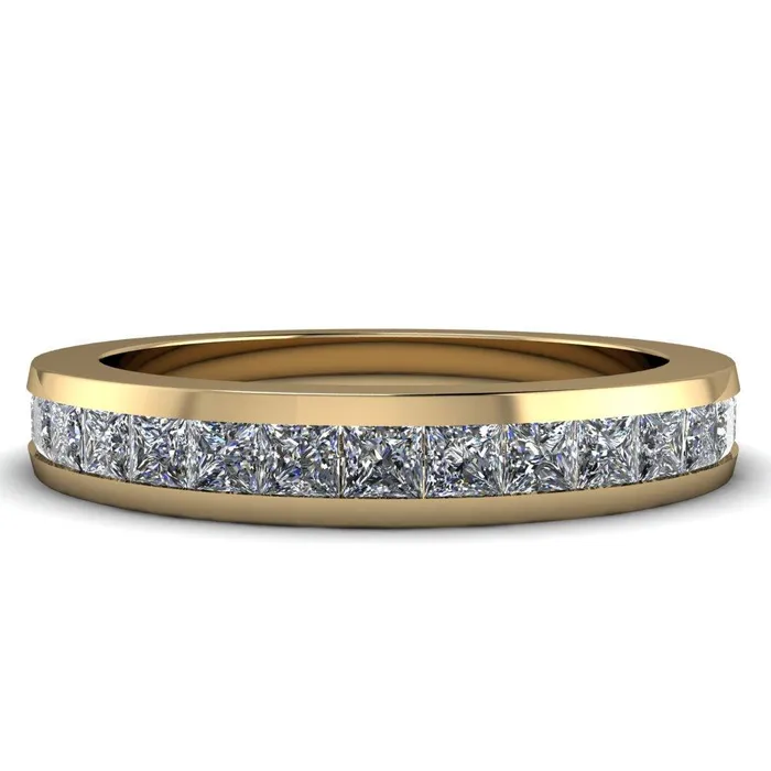 Prestine Diamond Full Eternity Square Cut Channel Set Classic Wedding Band Fire Brilliance Rings