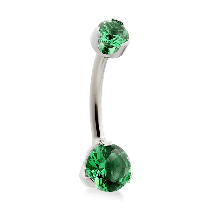 ProngSet Faceted Navel Curve Emerald CZ Anatometal Earrings