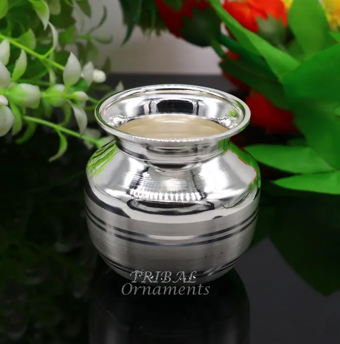 Pure 925 sterling silver handmade plain small Kalash or pot unique special silver puja article water or milk kalash pot india su987 TRIBAL ORNAMENTS Rings Pure 925 sterling silver handmade plain small Kalash or pot unique special silver puja article water or milk kalash pot india su987 TRIBAL ORNAMENTS Rings