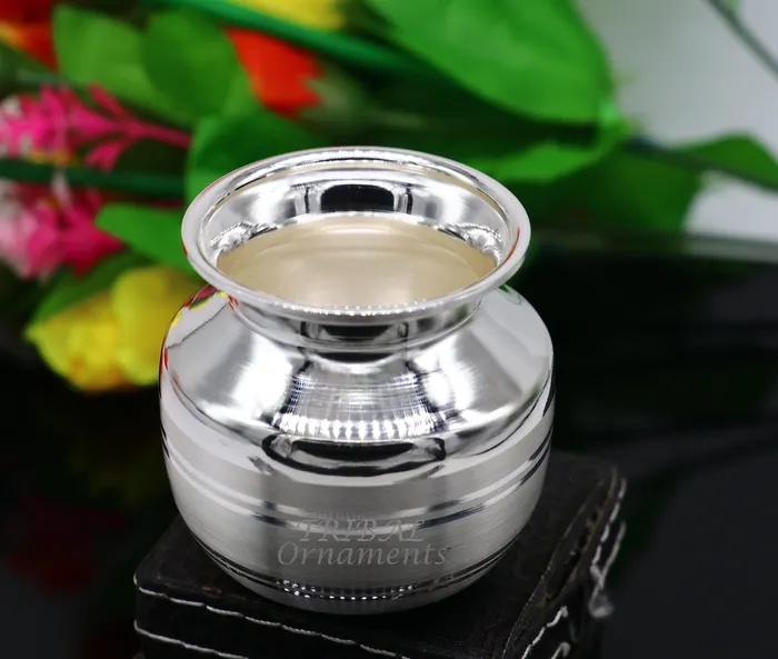 Pure 925 sterling silver handmade plain small Kalash or pot unique special silver puja article water or milk kalash pot india su987 TRIBAL ORNAMENTS Rings Pure 925 sterling silver handmade plain small Kalash or pot unique special silver puja article water or milk kalash pot india su987 TRIBAL ORNAMENTS Rings