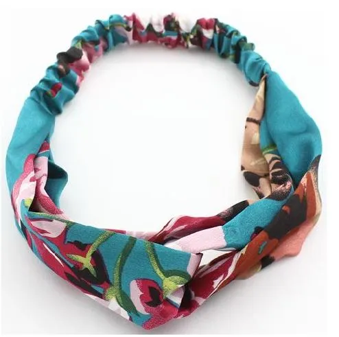 Rings 01 H298 Aqua Green Geranium Floral Cloth Hair Band