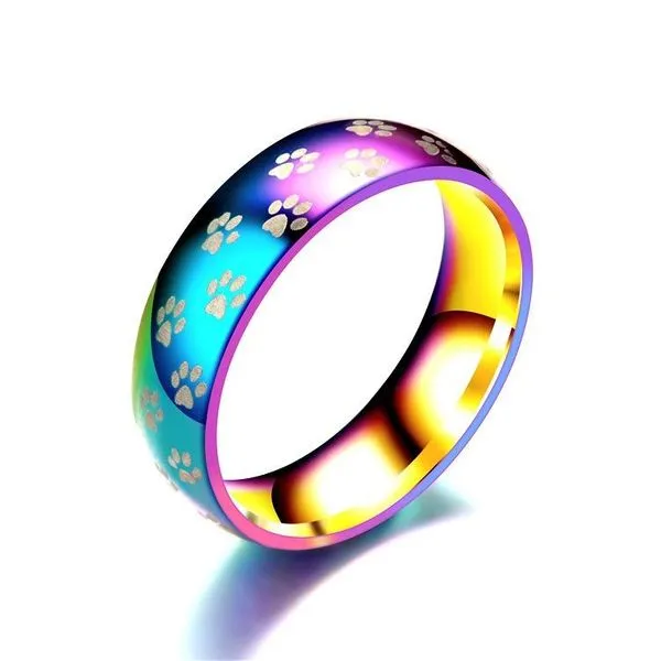 Rings 01 R394 Multi Color Paw Prints Ring
