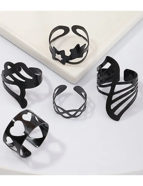 Rings 02 RS40 Black 5 Piece Ring Set