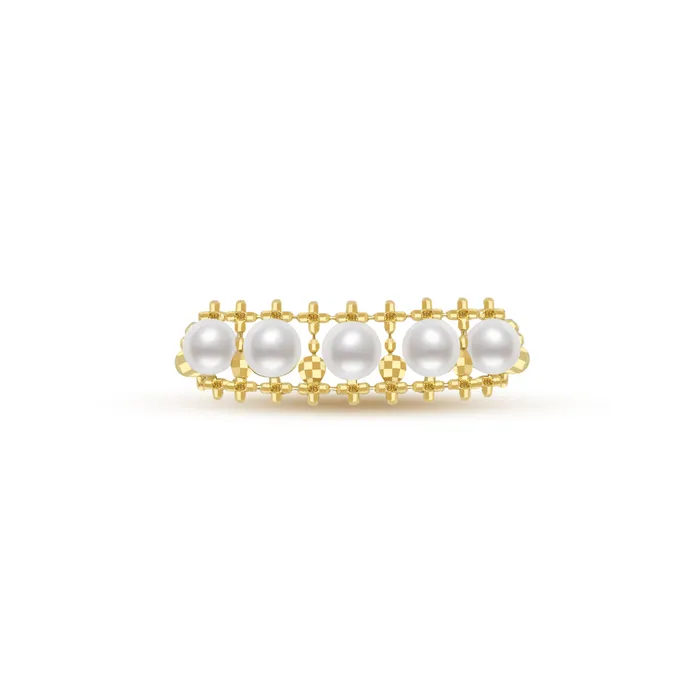 Rings 18K Solid Gold Freshwater Pearl Ring KR00102 Pearly Lustre