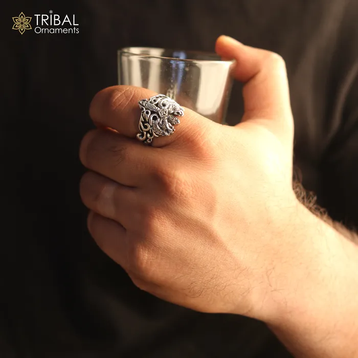 Rings 925 sterling silver heavy kingram design ring mens Jewelry sr764 TRIBAL ORNAMENTS