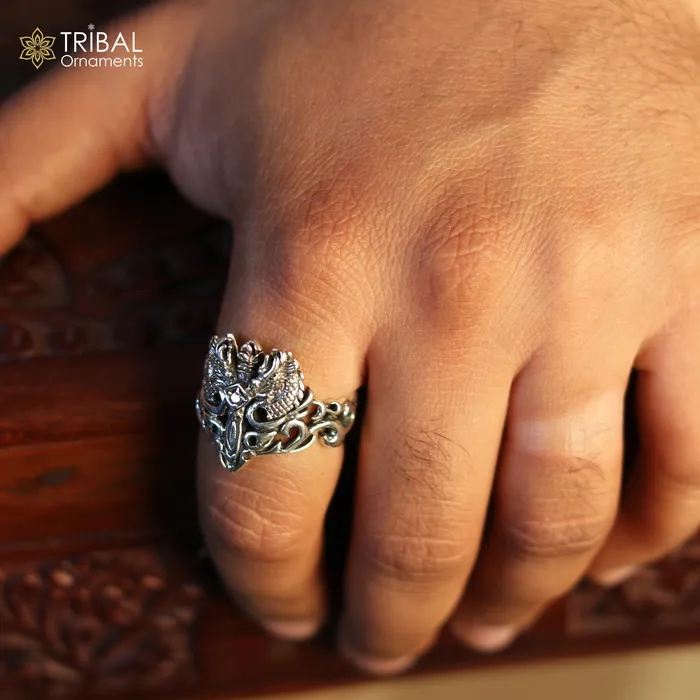 Rings 925 sterling silver heavy kingram design ring mens Jewelry sr764 TRIBAL ORNAMENTS