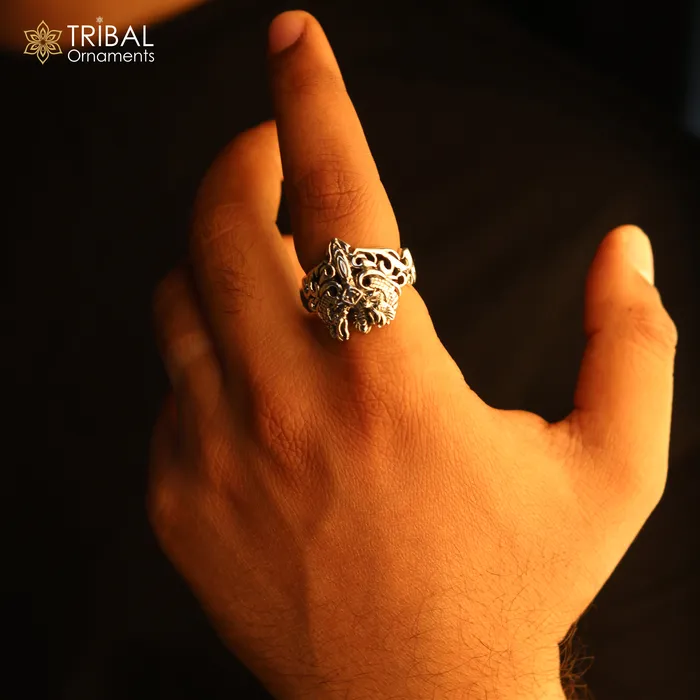 Rings 925 sterling silver heavy kingram design ring mens Jewelry sr764 TRIBAL ORNAMENTS