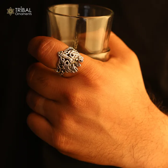 Rings 925 sterling silver heavy kingram design ring mens Jewelry sr764 TRIBAL ORNAMENTS