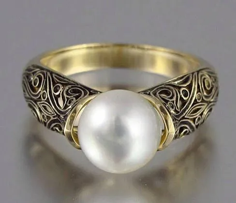 Rings Alice R200 Gold Filigree with Pearl Ring