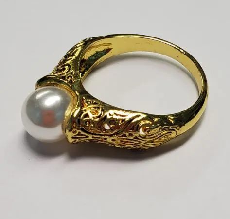 Rings Alice R200 Gold Filigree with Pearl Ring