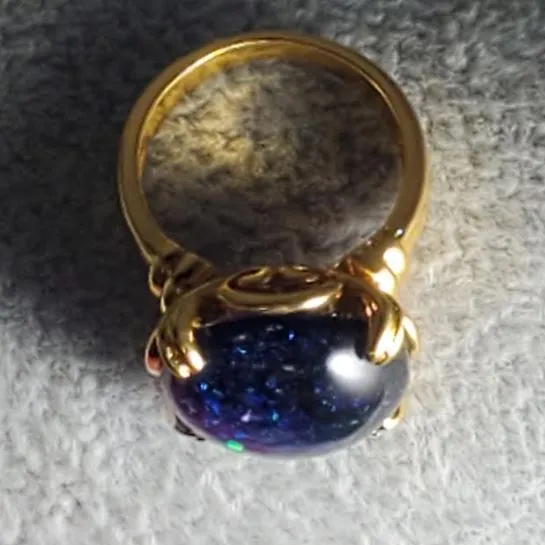 Rings alice R634 Gold Blue Iridescent Gem Ring