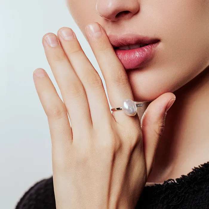 Rings Baroque Freshwater Pearl Ring WR00300 CLOUD Pearly Lustre