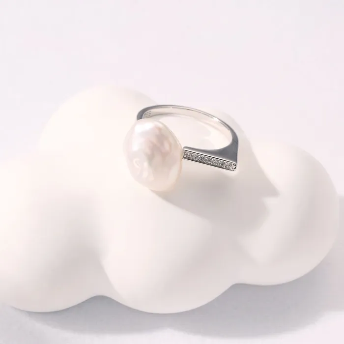 Rings Baroque Freshwater Pearl Ring WR00300 CLOUD Pearly Lustre