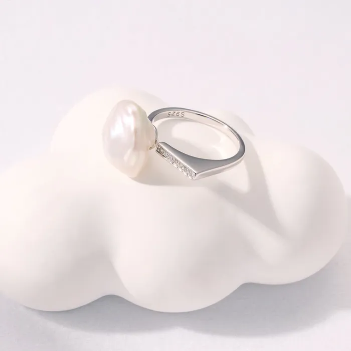 Rings Baroque Freshwater Pearl Ring WR00300 CLOUD Pearly Lustre