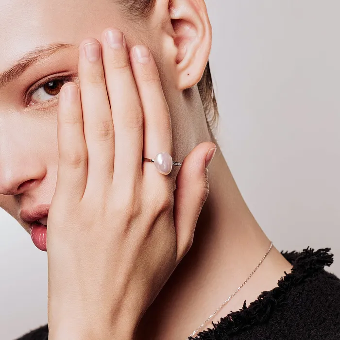 Rings Baroque Freshwater Pearl Ring WR00300 CLOUD Pearly Lustre