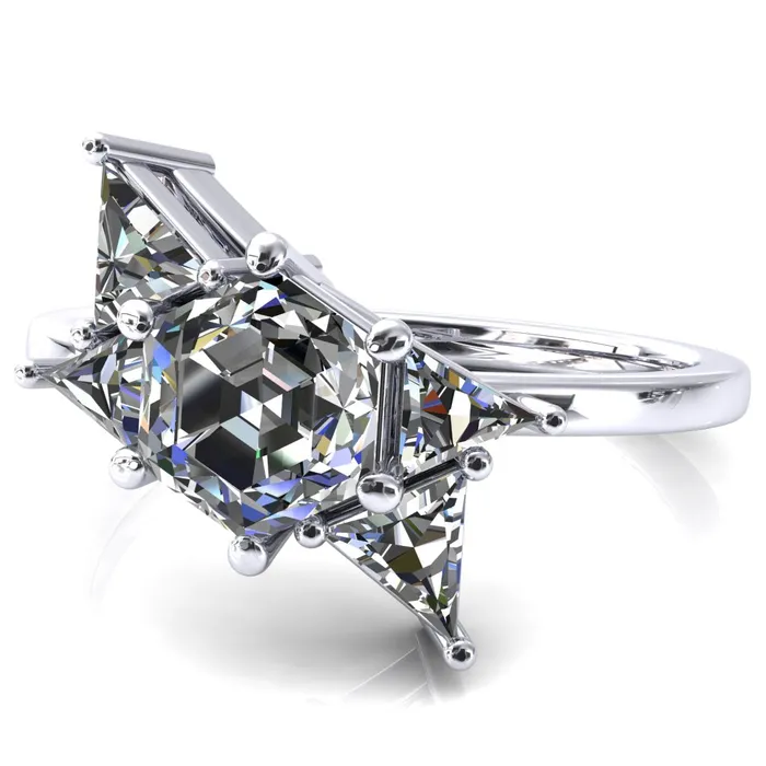 Rings Fire Brilliance 75mm Hexagon 5 Stone Triangle Ring